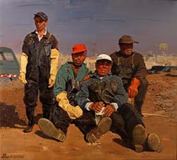 2009年油畫作品《工閑時分》200X180cm