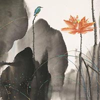 金蓮花開?楊明義 紙本水墨57.5×137.5cm 1999年