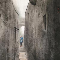 小巷春色?楊明義 紙本水墨68×46cm 2000年