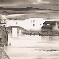 河上新雨后 楊明義 紙本水墨146×134cm 2004年