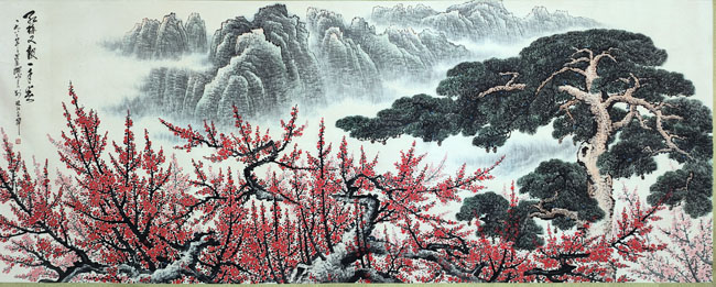4、關山月作品 紅梅又報一年春146×367.jpg