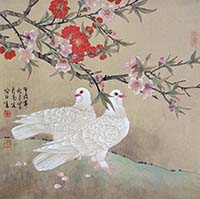 碧桃白鴿